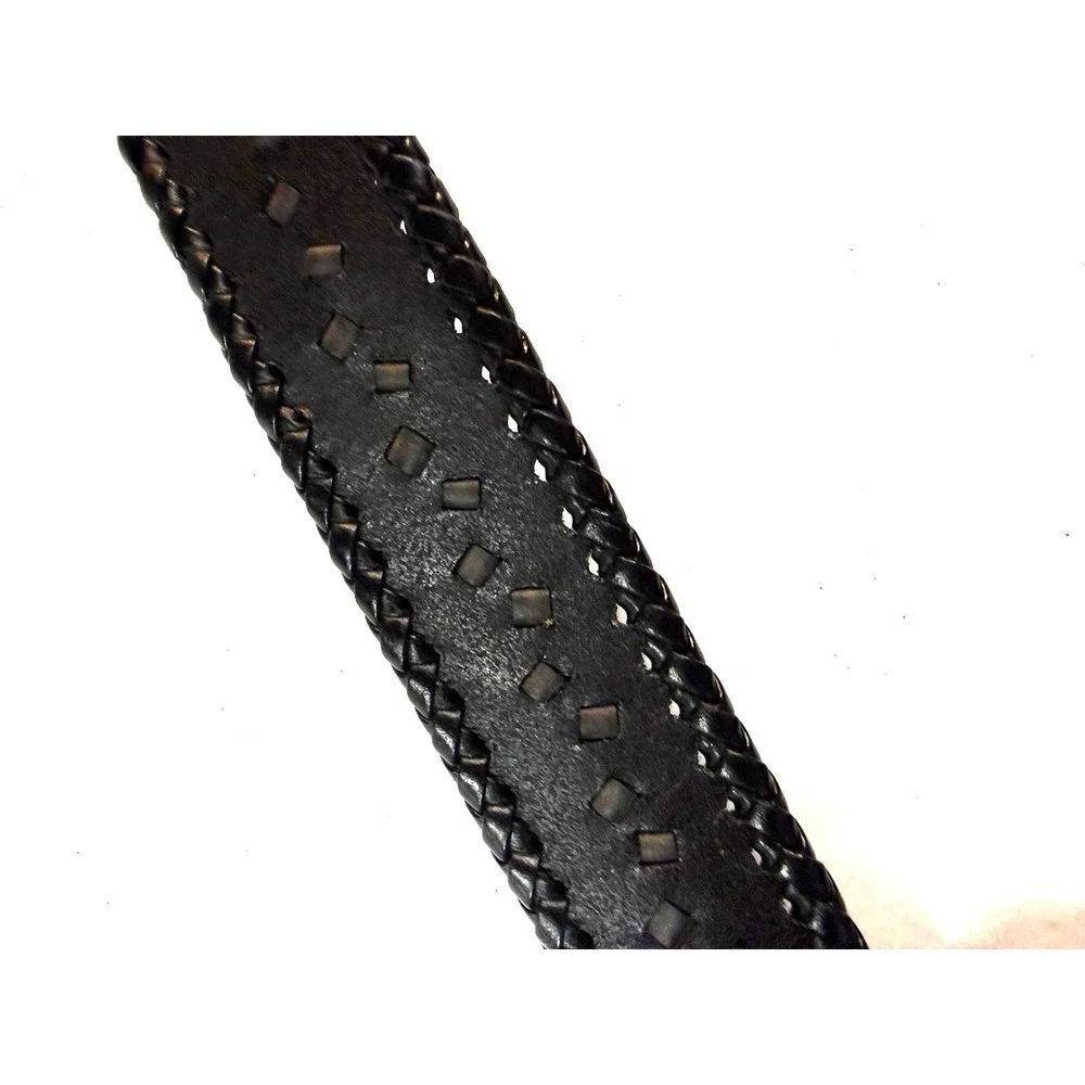Vintage‎ Michael Kors Leather Belt Mens XL Black Braided Edge Dress Western BOHO